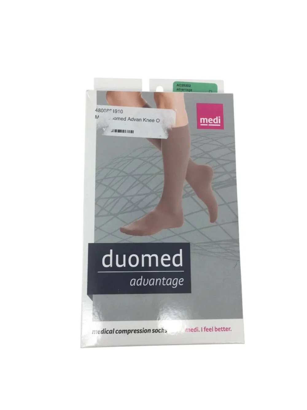 Duomed Advantage 20-30 mmHg Compression Stockings Beige Open Toe Medium NWOT